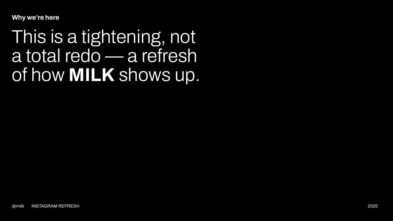 Milk Instagram Playbook, slide 2 of 39