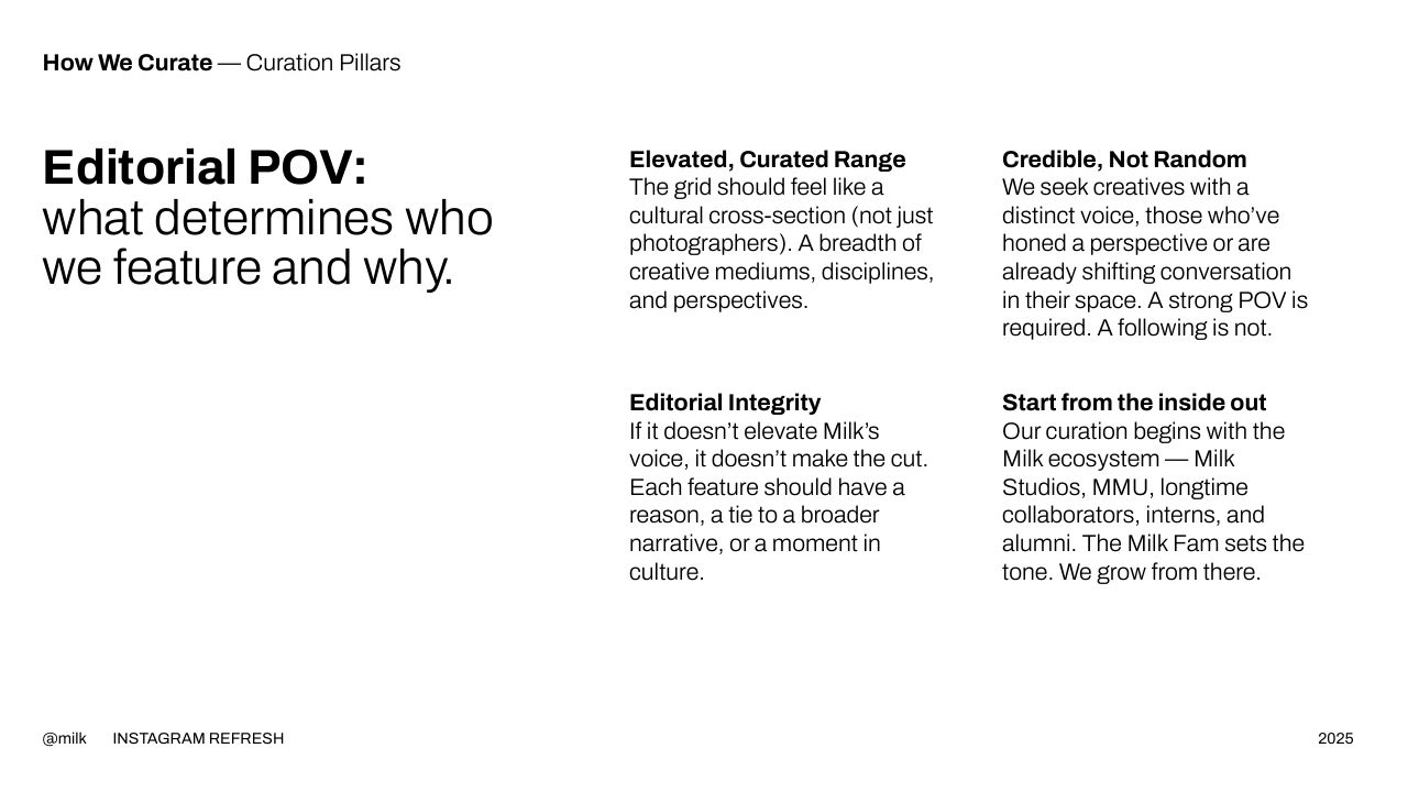 Milk Instagram Playbook, slide 11 of 39