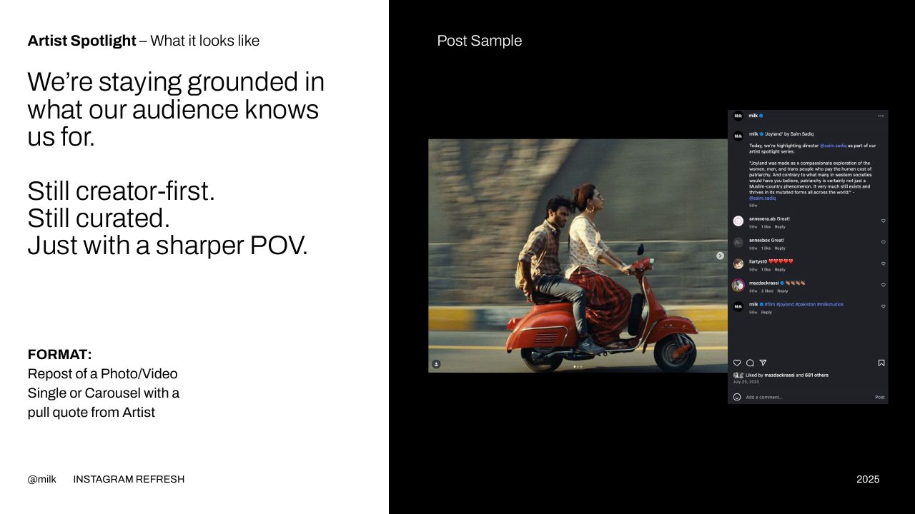 Milk Instagram Playbook, slide 15 of 39