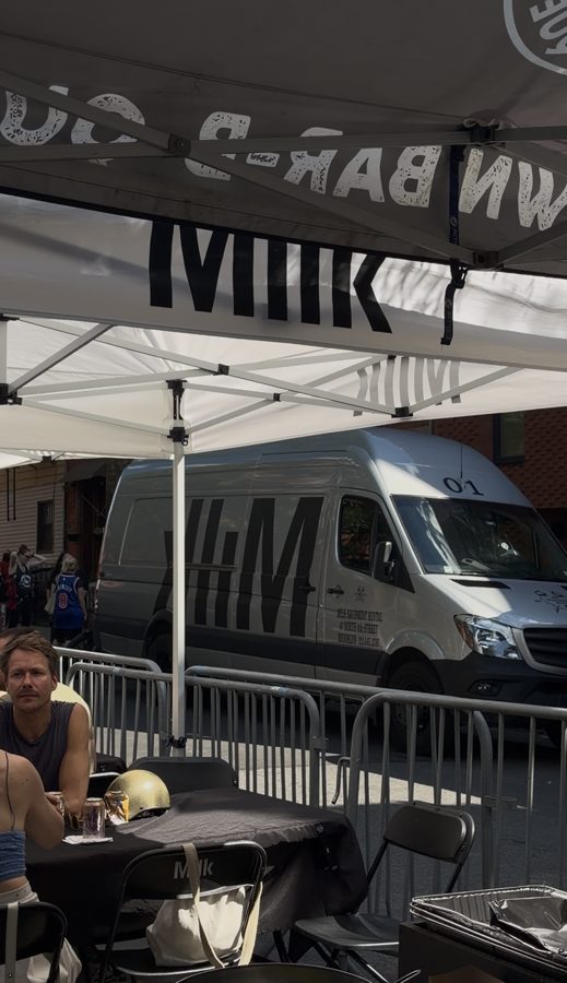 Milk tent and van at a street event
